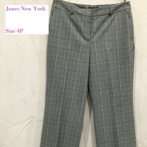 Jones New York Womens Size 4P Career Dress Slacks Pants Black Yellow Blue Plaid